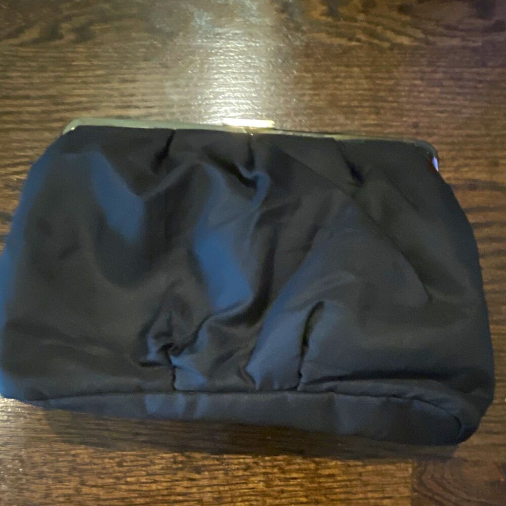 BVLGARI Black Fabric Makeup Cosmetic Bag Pouch with Metal Clasp Closure